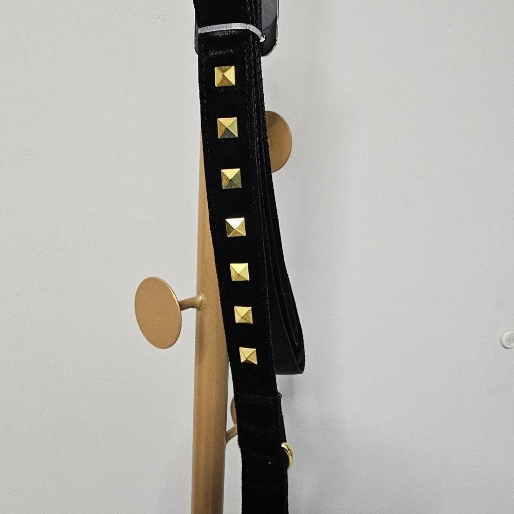 Bootique Black Velvet Dog 6 Foot‎ Lead with Gold Stud Hardware